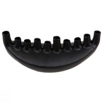 Artículo Jarrón Cerámica Barco Decoración De Mesa Negro Abstracto Moderno H15cm