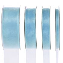 Artículo Cinta de organza cinta de regalo cinta azul claro orillo azul 50m