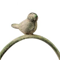 Artículo Pájaro decorativo bebe verde antiguo con pincho Ø11cm H55cm