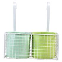 Artículo Maceta colgante de metal verde decoración de balcón L22cm H23,5cm