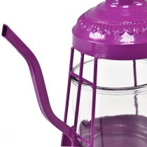 Artículo Portavelas farol de cristal tetera rosa Ø15cm H26cm