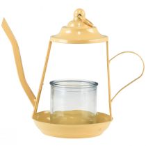 Artículo Portavelas farol de cristal tetera naranja Ø13cm 22cm