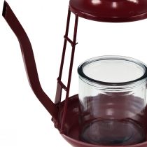 Artículo Portavelas farol de cristal jarra de metal rojo Al. 22 cm