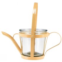 Artículo Regadera decorativa de vidrio farol metal naranja Ø14cm H13cm