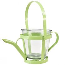 Artículo Regadera decorativa de vidrio farol metal verde Ø14cm H13cm