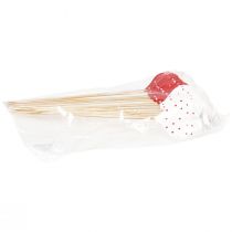 Artículo Tapones florales corazones punteados rojos y blancos madera 6×5cm 18 piezas