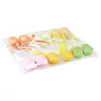 Artículo Huevos de Pascua tapones florales decorativos tapones decorativos de colores 6cm 12 piezas