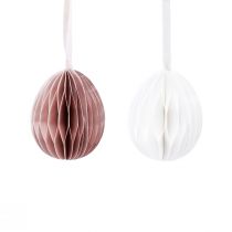 Artículo Huevos de nido de abeja para colgar huevos de Pascua blancos y naranjas de 6 cm, 6 unidades