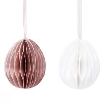 Artículo Huevos de Pascua para colgar huevos en forma de panal blanco naranja 8cm 6 piezas