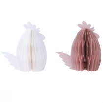 Artículo Figuras de nido de abeja decorativas de color blanco y naranja para Pascua, 19 x 12 x 20 cm, 2 unidades