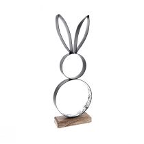 Artículo Conejito de Pascua conejos negro plata metal madera 13,5×37cm