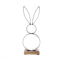 Artículo Conejito de Pascua conejos negro plata metal madera 13,5×37cm