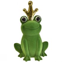 Rana decorativa, príncipe rana, decoración primaveral, rana con corona dorada verde 40,5cm