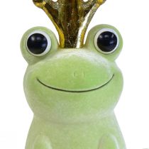 Artículo Rana decorativa, príncipe rana, decoración primaveral, rana con corona dorada verde claro 40,5cm