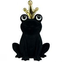 Rana decorativa, príncipe rana, decoración primaveral, rana con corona dorada negra 40,5cm