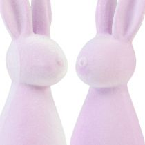 Artículo Conejitos decorativos flocados conejitos de Pascua violeta claro 8×10×29cm 2ud