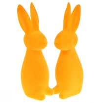 Artículo Conejitos de Pascua naranjas flocados – 2ª opción – Decoración de Pascua conejitos 8x10x29cm 2 piezas