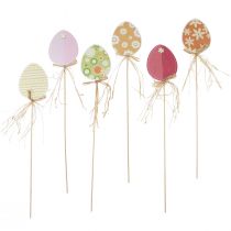 Artículo Decoración de huevos de Pascua, tapón de flores de madera de Pascua, tapón de Pascua 31,5 cm 12 piezas