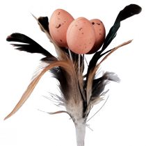 Artículo Huevos de codorniz artificiales plumas decorativas en palo 36cm 12ud