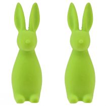 Artículo Conejitos flocados, verde manzana, decoración de mesa de Pascua, 8×10×29cm, 2 piezas