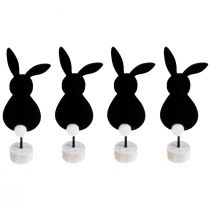 Artículo Soporte mesa decoración conejitos de Pascua fieltro negro 28,5cm 4 piezas
