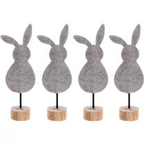 Artículo Soporte decoración de mesa decoración conejito de Pascua fieltro gris 28,5 cm 4 piezas