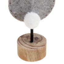 Artículo Soporte decoración de mesa decoración conejito de Pascua fieltro gris 28,5 cm 4 piezas