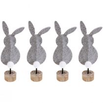 Artículo Soporte decoración de mesa decoración conejito de Pascua fieltro gris 28,5 cm 4 piezas