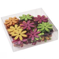 Artículo Decoración dispersa flores de madera decoración de mesa verano colorido Ø4cm 72 piezas