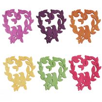 Artículo Decoración dispersa pájaro madera corazón decoración de mesa color 3,5/1,5 cm 72 piezas