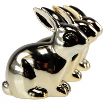 Artículo Conejos de cerámica conejo dorado sentado aspecto metálico 8,5cm 3ud