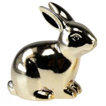 Artículo Conejos de cerámica conejo dorado sentado aspecto metálico 8,5cm 3ud