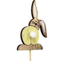 Artículo Tapones de flores de madera conejito de Pascua Pascua colorido H8cm 12 piezas