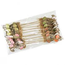 Artículo Tapón de flores de madera para Pascua conejito con gafas 8,5 cm 12 piezas