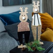 Artículo Reno figura decorativa de madera standee Navidad 12×6.5cm H45cm 2pcs