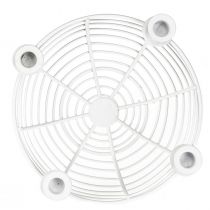 Artículo Portavelas en cuenco de metal decorativo blanco Ø14cm H7cm