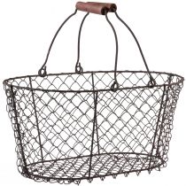 Artículo Cesta de alambre cesta de malla cesta de metal óxido mango madera L30cm