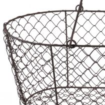 Artículo Cesta de alambre cesta de malla cesta de metal óxido mango madera L30cm
