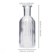 Artículo Jarrón botella, jarrón de cristal, jarrón alto, transparente, Ø7,5cm, H19,5cm, 2 piezas