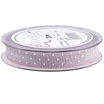 Artículo Cinta de regalo cinta decorativa rosa con lunares 15mm 20m