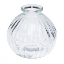 Artículo Florero de vidrio pequeño florero de bola florero ranuras transparentes Ø8,5cm H8cm