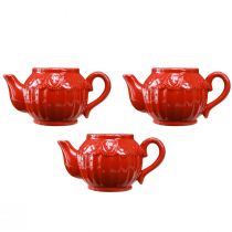 Artículo Portavelas cerámica decoración tetera roja 15,5×9,5×8cm 3 piezas