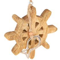 Artículo Volante de madera adorno colgante pez metal Ø12cm 2uds