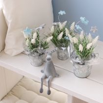 Artículo Alce decorativo con borde de asiento, 31 cm de alto, gris, 3 piezas