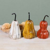 Artículo Pera de madera pera decoración de madera otoño rojo amarillo blanco 12×6cm 3 piezas