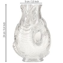 Artículo Jarrón de cristal con forma de pez decorativo para un diseño armonioso de la estancia, 24,5 cm