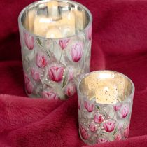 Artículo Farol decorativo de cristal con diseño de tulipán para decorar el hogar en primavera, 8 cm, 4 piezas.