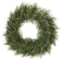Artículo Corona artificial de ramas de pino con piñas pequeñas, 40 cm.