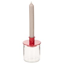 Artículo Portavelas redondo de cristal transparente, 8 cm, 3 unidades