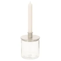 Artículo Portavelas de cristal redondo, cristal transparente, versátil, 12 cm, 2 unidades